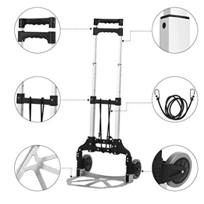 Carucior pentru cumparaturi pliabil cu platforma si maner extensibil aluminiu