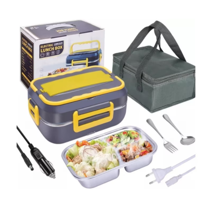 Caserola electrica capacitate 1.5L cu accesorii la priza sau auto Functie autogatire si accesorii pentru incalzire si depozitare mancare aliemntare