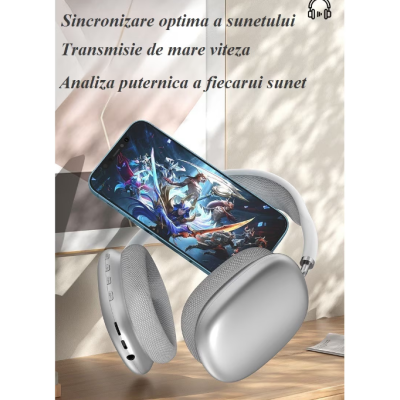 Casti audio P9 Pro Max Wireless Bluetooth sunet 3D difuzor HiFi