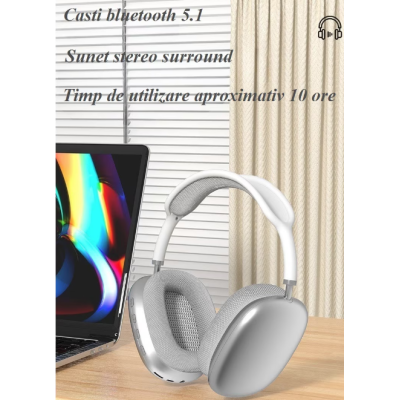 Casti audio P9 Pro Max Wireless Bluetooth sunet 3D difuzor HiFi