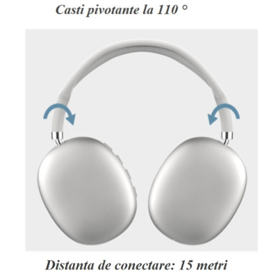 Casti audio P9 Pro Max Wireless Bluetooth sunet 3D difuzor HiFi
