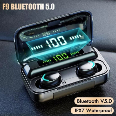 Casti In Ear TWS F9 Bluetooth 5.0 Wireless IPX7 4000mAh HiFi