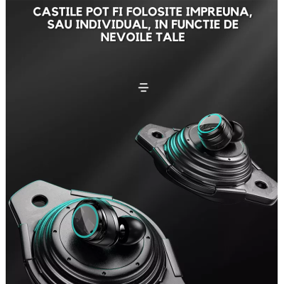 Casti Wireless M25 Bluetooth 5.3 Waterproof Standby 280h Incarcare rapida LED Display