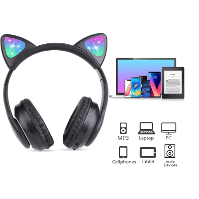 Casti wireless pliabile Urechi de pisica VZV-23M NEGRE