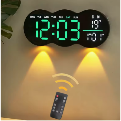 Ceas de masa sau perete digital LED 2808 cu lumina ambientala calda si functie de numaratoare inversa