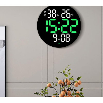 Ceas de perete electronic RD A329 afisaj VERDE temperatura umiditate data