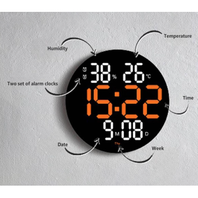 Ceas de perete electronic RD A329 afisaj VERDE temperatura umiditate data