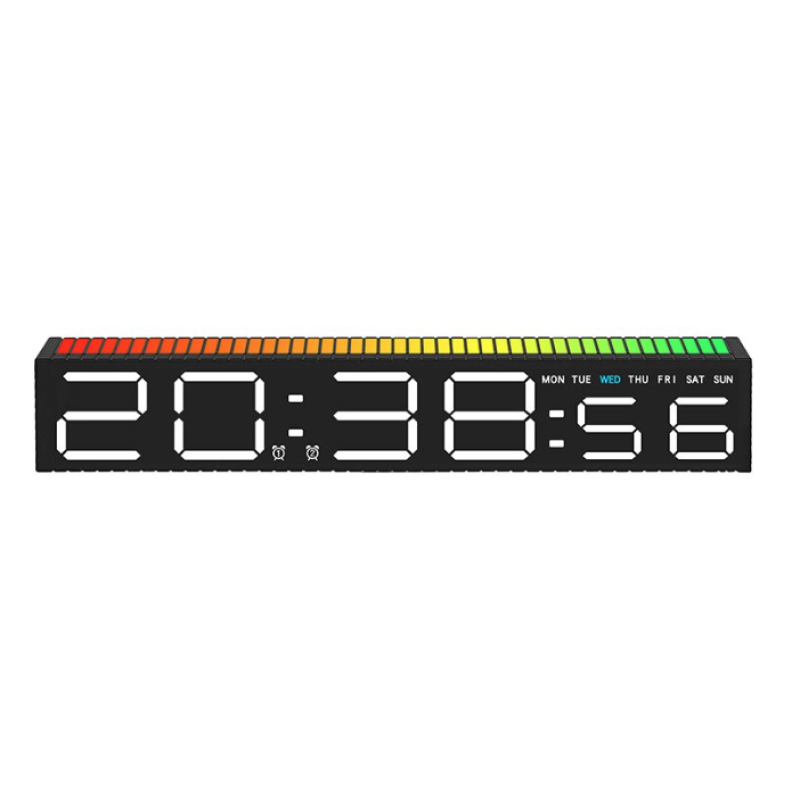 Ceas decorativ ecran LED RGB functie de captare a sunetului afisare ora alarma 3 niveluri de reglare a luminozitatii