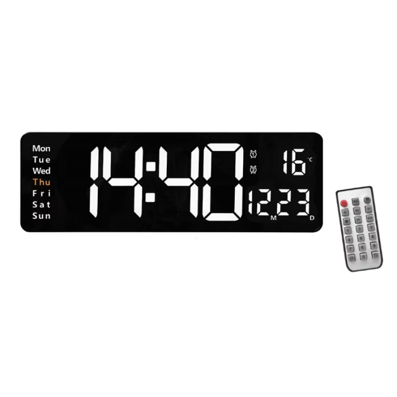 Ceas Digital de Perete RD AB6626 afisaj ALB Functie de Termometru Calendar Temporizator Alarma Dubla