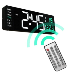 Ceas Digital de Perete RD AL6626 afisaj VERDE Functie de Termometru Calendar Temporizator Alarma Dubla