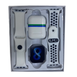 Ceas Inteligent T55 Pro Max cu 2 curele Albe si Casti Wireless 