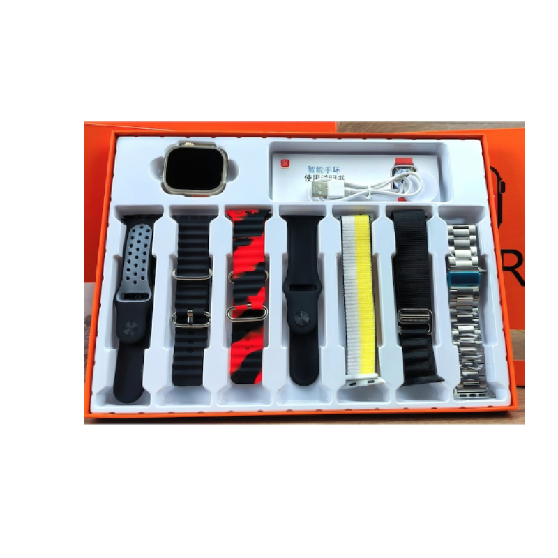 Ceas smartwatch ultra 3 cu 7 bratari culori diferite Ecran tactil HD
