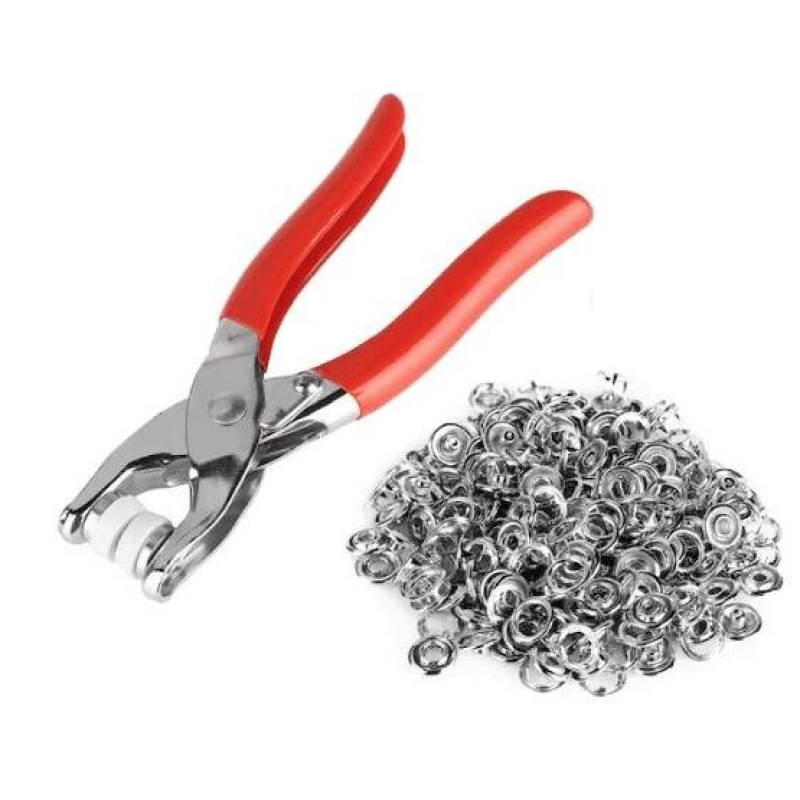 Cleste rosu pentru capsat din metal cu capse incluse si manere antiaderente