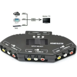 Comutator de semnal video AV Andowl Q AU52 model 3 in 1 negru