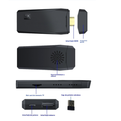 Consola Retro Tip Stick 10.000 de Jocuri Video Instalate 2 Controler Wireless HDMI USB wireless