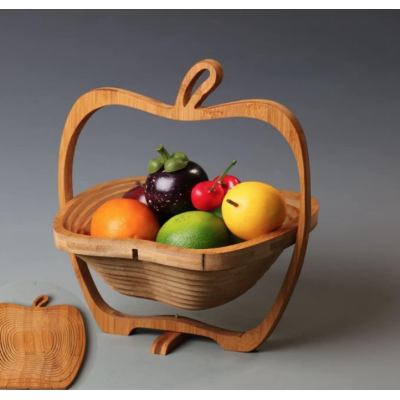 Cos de fructe pliabil in forma de mar din bambus