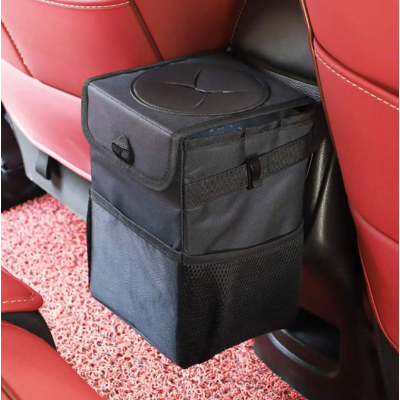 Cos de gunoi auto pliabil cu buzunare de depozitare Negru
