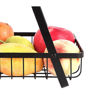 Cos metalic stil organizator fructe legume cu 2 niveluri NEGRU