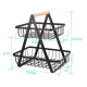 Cos metalic stil organizator fructe legume cu 2 niveluri NEGRU