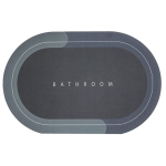 Covor de Baie GRI Antiderapant si Absorbant Model Bathroom Oval 58 x 78 cm