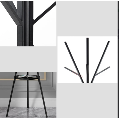 Cuier haine cu suport din lemn pentru accesorii 9 carlige otel carbon 180 x 45 cm