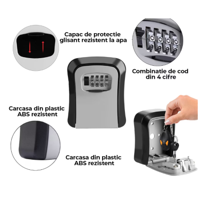 Cutie cu cifru pentru depozitare chei montare pe perete Regim Hotelier plastic colorat