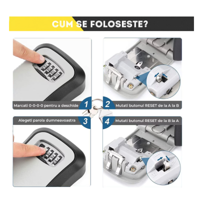 Cutie cu cifru pentru depozitare chei montare pe perete Regim Hotelier plastic colorat