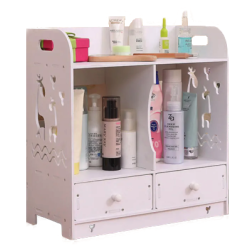 Cutie de depozitare cosmetice cu 2 sertare Alb