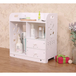 Cutie de depozitare cosmetice cu 2 sertare Alb