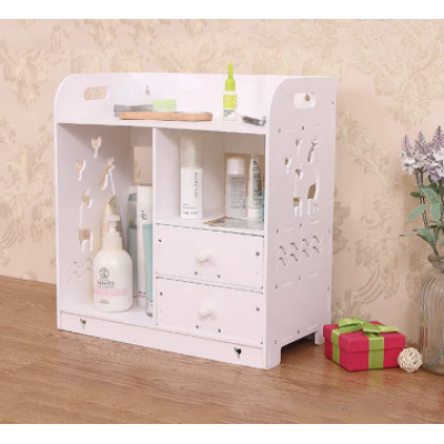 Cutie de depozitare cosmetice cu 2 sertare Alb