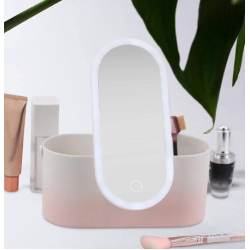 Cutie organizator depozitare farduri pentru calatorie cu oglinda cosmetica