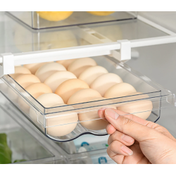 Cutie pentru depozitare oua cu suport prindere la raftul frigiderului