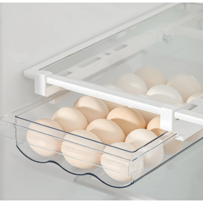Cutie pentru depozitare oua cu suport prindere la raftul frigiderului
