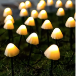 Decoratiune solara cu 30 de lampi in forma de ciuperca