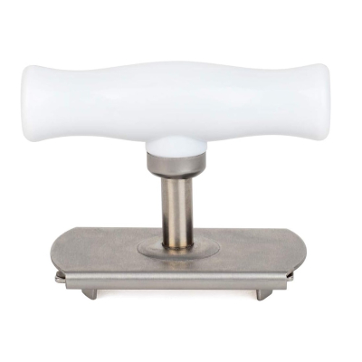 Deschizator de borcane si sticle cu Prindere Capac si Maner Alb / Inox