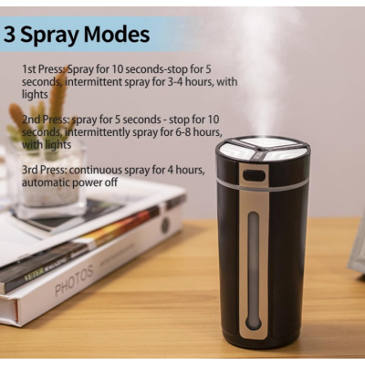 Difuzor de uleiuri esentiale pentru masina cu USB si RGB 300 ml