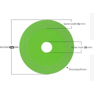 Disc diamantat LASERLINE pentru flex de taiat sticla si cristal 125mm VERDE