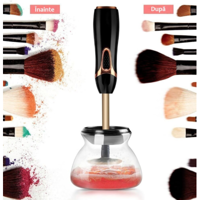Dispozitiv curatare pensule machiaj cu uscator automat functie rotativa
