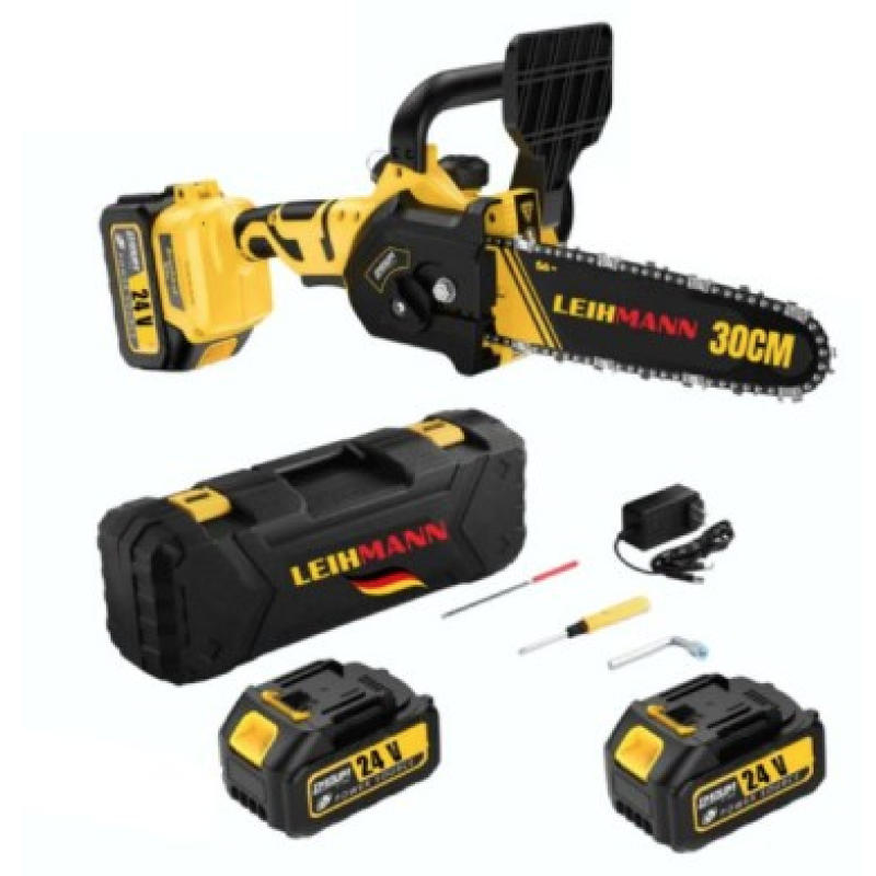 Drujba electrica LEIHMANN lama 30CM cu 2 acumulatori 24V 5AH galben cu negru