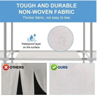 Dulap HAINE Textil 2 Rafturi 56x 44 x 146cm GRI si Depozitare Laterala