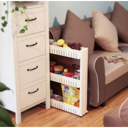 Dulap ingust din plastic cu roti si 3 rafturi