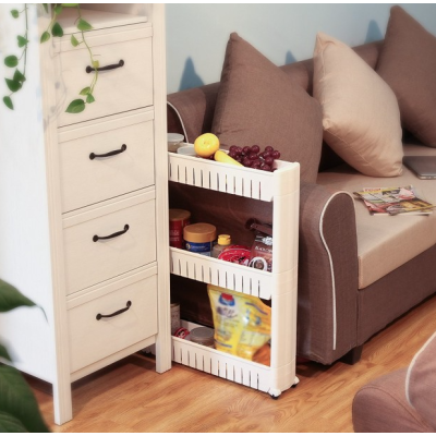 Dulap ingust din plastic cu roti si 3 rafturi