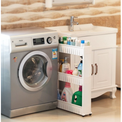 Dulap ingust din plastic cu roti si 3 rafturi