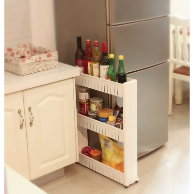 Dulap ingust din plastic cu roti si 3 rafturi