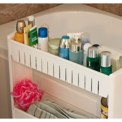 Dulap ingust din plastic cu roti si 3 rafturi