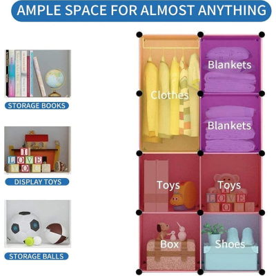 Dulap portabil pentru haine cu desene animate 74x147x37 cm din Plastic