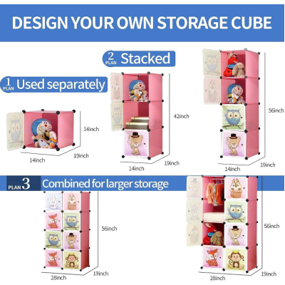 Dulap portabil pentru haine cu desene animate 74x147x37 cm din Plastic