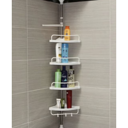 Etajera colt pentru baie si dus 4 rafturi inaltime reglabila montare pe colt pana la 320 cm
