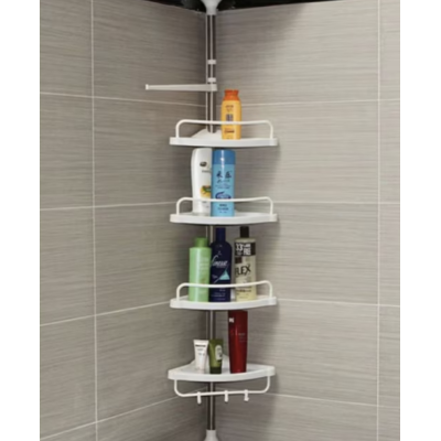 Etajera colt pentru baie si dus 4 rafturi inaltime reglabila montare pe colt pana la 320 cm