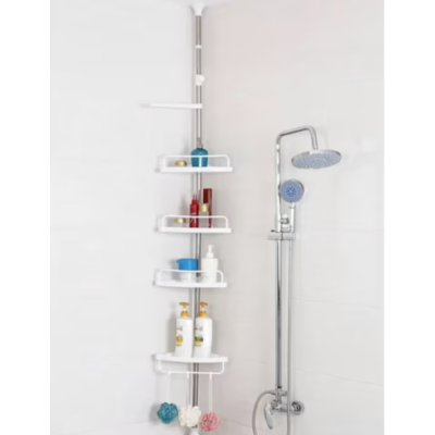Etajera colt pentru baie si dus 4 rafturi inaltime reglabila montare pe colt pana la 320 cm